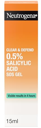 Neutrogena Clear and Defend SOS Gel (15ml), Oil-Free Face Gel for Spot-Prone Skin, with Purifying 0.5% Salicylic Acid to Help Reduce the Appearance of Spots