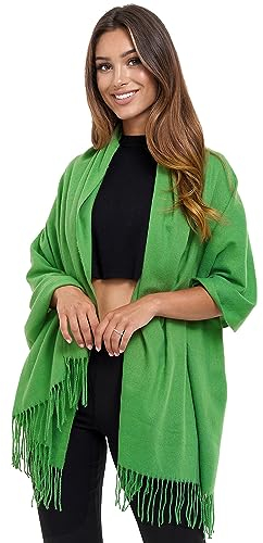 Glamexx24 Bufanda XXL para Mujer, Color Verde, Liso, Invierno, Extra Larga, Cálida