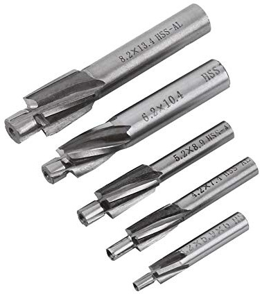 ASHATA CNC Cutter Bit,5pcs Countersink End Mill Cutter Slot Drill Bits Tool M3-M8 4 Flutes HSS-AL,High toughness,Abrasion resistance,High-speed cutting,Reduces times of changing tools