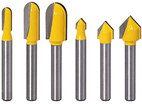 Eyech 3 x 90-Grad-V-Nutfräser-Bit, CNC-Gravur, V-Nut-Bit, fügen Sie 3 Kern-Hohlkehlen-Box, Rundnasen-Oberfräse, Kombination, Holzbearbeitung, Schneidwerkzeug, 6,35 mm Schaft