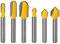 Eyech 3pcs 90 Degree V Groove Router Bit CNC Engraving V Grooving Bit Add 3pcs Core Cove Box Round Nose Router Bit Combination Woodworking Cutting Tool -1/4 Shank