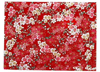 Rancheng 50x150cm Coton Tissu Imprimé Style japonais Tissus au Metres Matériel DIY Couture pour Vêtements Nappe Rideau Patchwork Artisanats tissu a coudre Bricolage #Fleur de cerisier-rouge