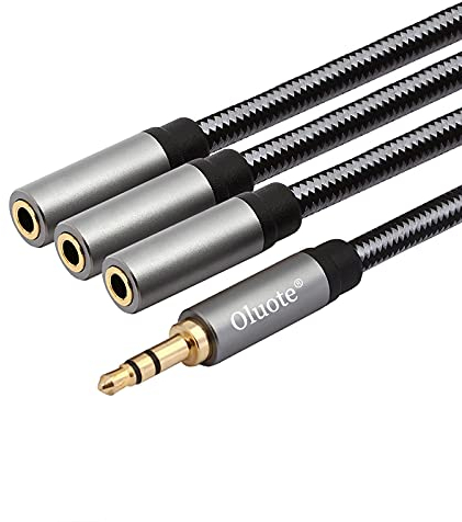 Oluote Cable Divisor de Auriculares, TRS 3.5mm Macho a 3 Puertos TRS 3.5mm Hembra Stereo Audio Jack Cable de Extensión, para Altavoz, Automóvil, Teléfono Inteligente, MP3, PC, Tableta (0.3M)
