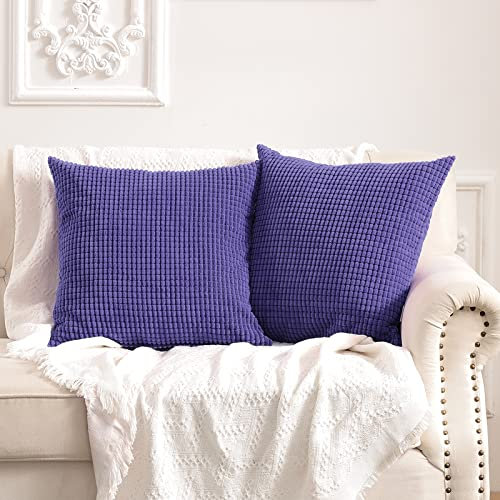 FY FIBER HOUSE 2er Set gemütliche Kissenbezüge in Maiskornform, dekorative quadratische Zierkissenbezüge für Couch, Bett, Sofa, 50x50, Lavendel