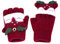 Fäustlinge mit Knopf Klappe Fingerlose Handschuhe für Kinder Winter Warm Strickhandschuhe Plüschfutter Winterhandschuhe Jungen Mädchen (Eule-Rot)