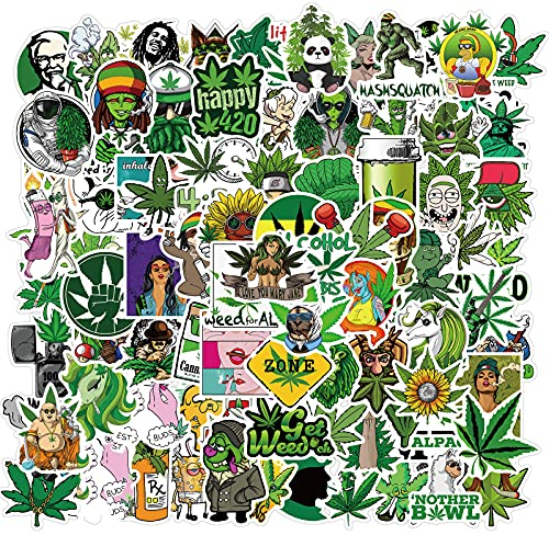 Bric Dodo 100Stück Weed Aufkleber Laptop Wasserflaschen Telefon Skateboard Auto Fahrrad Motorrad Cartoon Anime Vinyl Stickers WasserdichtDecals für Jugendliche Kinder Erwachsene