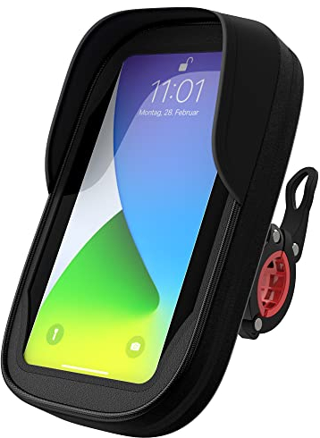 PLAUSO Support Téléphone vélo Étanche,Sacoche de Cadre Guidon vélo,Portable Rotatif à 360° pour iPhone 13/12/11, Samsung S8/S9S21/S20, Huawei, Xiaomi,Noir