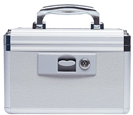 HEWEI WORKS Locking Medicine Box with Portable Storage Case, Child Safe Medication Lock Organizer, Locked Empty First Aid Storage Chest, Lockbox for Drugs use (silver)
