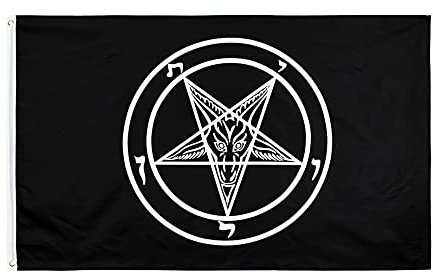 Flagge Flaggen 90 x 150 cm, römisch-katholische Kirche, Tempelritter, Pentagramm, Baphomet-Flagge des Satans zur Dekoration