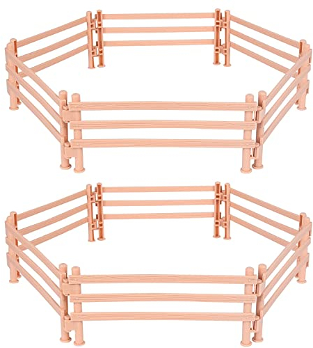 Pferdezaun Spielzeug Koppel Spielzeug 20Stk Pferd Corral Zaun Fechten Zubehör für Scheune Koppel Pferd Stall Nutztier,Pädagogische Geschenk,Micro Landschaft Deko (Beige)