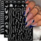 6 Blätter Glitzer French Nagelsticker Selbstklebend Nail Sticker,3D Glitter Silber Nagel Aufkleber Kurven Linien Nageldesign French Nails Nagel Kunst Aufkleber Nail Art Dekoration Nagel Abziehbilder