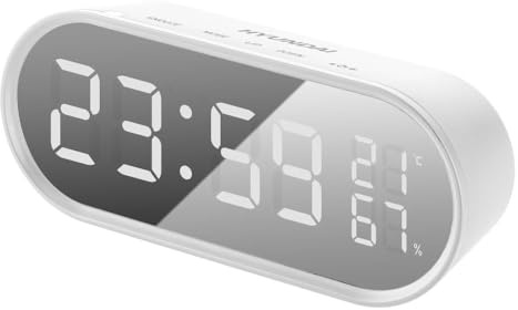 HYUNDAI Digitaler Wecker HYUAC331W I LCD Display I Uhrzeit I Datum I Weckfunktion I Innentemperatur I Luftfeuchtigkeit