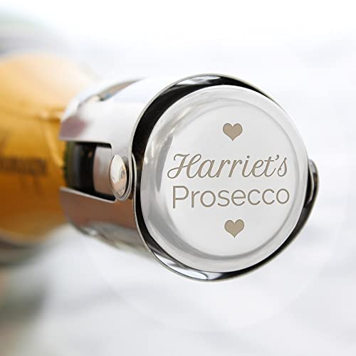 Custom Personalised Heart Motif Prosecco Bottle Stopper. Mothers Day, Birthday, Valentines Day, Engagement, Wedding, Anniversary