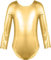 FUREINSTORE Maglia da danza danza balletto palestra body classico lucido elastico per ragazze a maniche lunghe girocollo per ballerina, oro, 6 anni