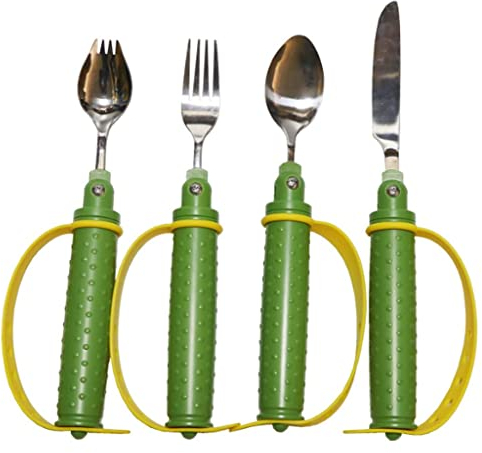 BDXZJ Utensilios De Alimentación para Ancianos Cuchara De Ayudas para Comer Cubiertos Adaptados Cubiertos Ancianos De Fácil con Mango Antideslizante para La Artritis De Parkinson Temblores D