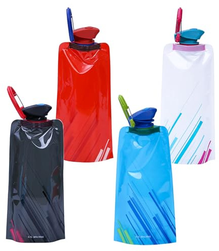 Dfuqanb 4 piezas Botellas de agua plegables, botella de agua flexible plegable para senderismo, aventura, viajes, 700ml