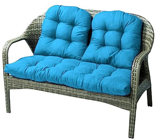 Lifup 3 Teiliges Sitzkissen Rückenkissen Set, Bankauflagen Polsterauflage Sitzpolster für Gartengarnitur Set Hellblau 3 Stück