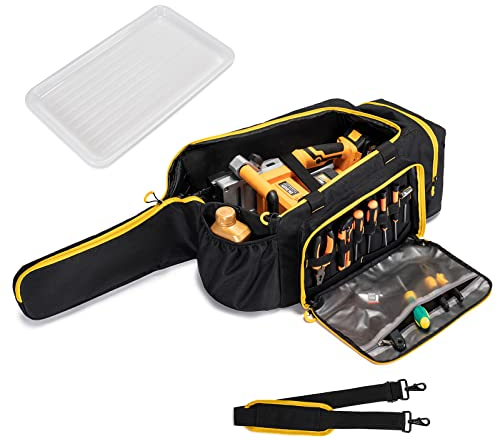 BABEYER Kettensägenkoffer, strapazierfähige Kettensägentasche Kompatibel mit 35/40/45 cm Akku-Kettensäge & Zubehör-Schwarz