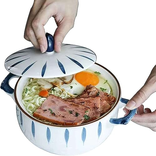 Cuencos de sopa con asas, cuenco de fideos, cuencos de ramen, cuencos de sopa con asas, cuenco japonés de fideos instantáneos de 800 ml, cuenco de sopa de cebolla francesa con asas y tapa, for cocina