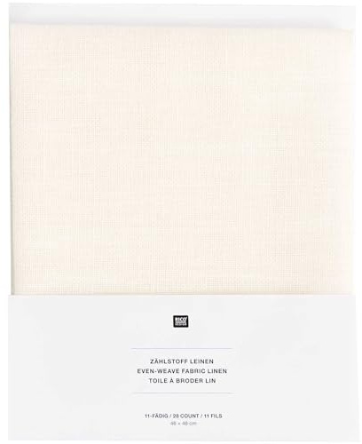 Rico Design Zählstoff Leinen Stickmeterware 46x46cm 100% Leinen