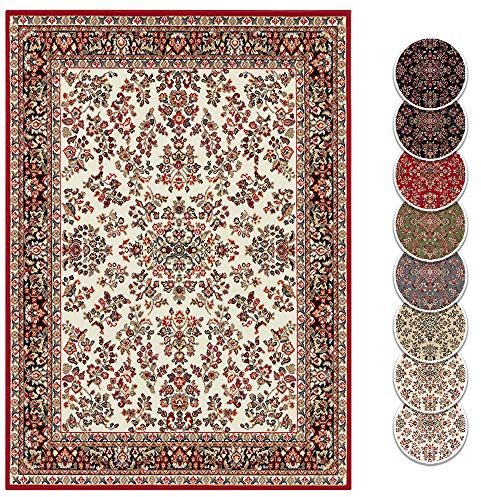 Teppich Boss - Design Kurzflor Orient Teppich Zabul orientalisch Perser Look, Farbe:Creme/rot, Größe:120x160 cm