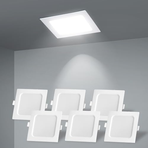 Aigostar LED-Einbaustrahler, 9 W, 1000 lm, 6500 K, kaltweißes Licht, LED-Einbauleuchte, Deckenleuchte, für Wohnzimmer, Küche, Flur, Schlafzimmer, 110 – 120 mm, 6 Stück
