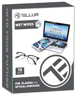 Tellur Lot de 10 lingettes humides pour surfaces optiques