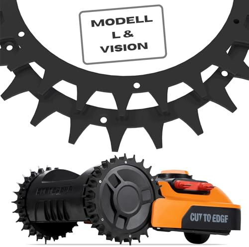 ROBO CLAWS Mähroboter Spikes aus Edelstahl für Modelle Black Worx L & Vision, 3 mm, ⌀235 mm - Mähroboter Zubehör mit 16 x Edelstahlschrauben, Spikes entgratet