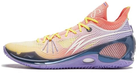 LI-NING Herren Basketballschuhe rutschfest Verschleißfest Professionelle Sportschuhe Wade 808 III Ultra V2 Serie Orange/Violett EU 43 2/3