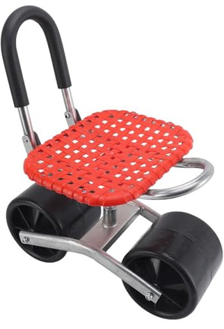 Garden Cart with Seat, Adjustable Rolling Work Seat with 2 Wheels, Gardening Stool Swivel Seat Wagon Scooter for Lawn Yard Outdoor Planting Field