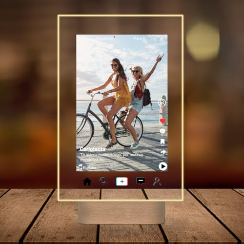 Lámpara Personalizada - Lampara con Foto y con Texto, Regalos Originales, Luz LED, Regalo para Pareja, Amigos, Familiares, Regalos Personalizados, Placa de Metacrilato con Luz (TIKTOK)