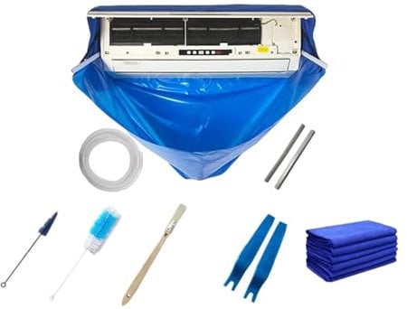 Air Conditioning Cleaning Bag - Split Air Conditioner Cleaning Kit - Waterproof Dust Washing Clean Bag with Drain Outlet and Two Sides Support Plates, for Wall Mounted Air Conditioner Below 1.5P