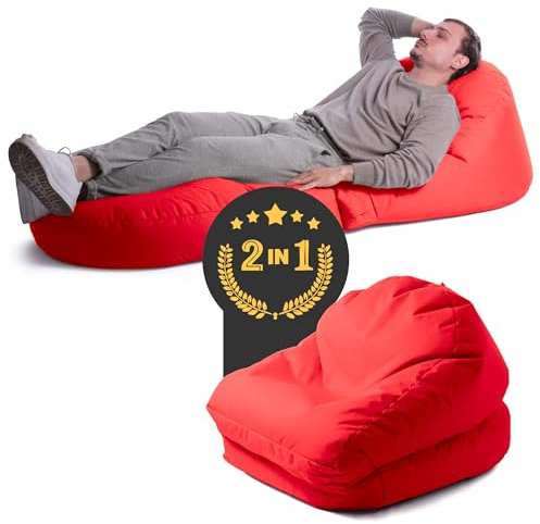 Avalon - Pouf Chaise Longue da Esterno Pieghevole Double Jive, Poltrona Sacco Letto Comodo e Impermeabile, Perfetto da Giardino, Arredo Piscina, Design Moderno, Made in Italy(75x180cm-Rosso)