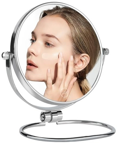 AumVum Miroir de voyage pliable grossissant x10, miroir de maquillage compact double face, portable et à suspendre au mur, pour raser la salle de bain et le bureau, sans lumière