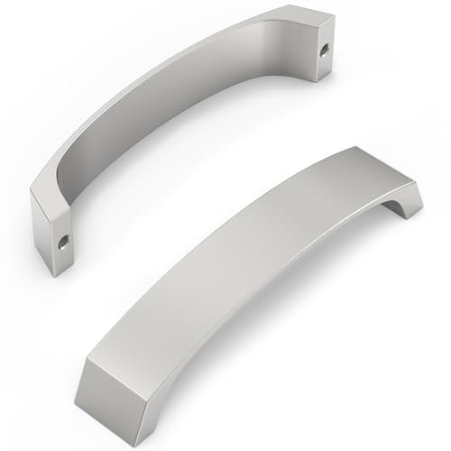 FURNIWARE Pack of 10 Brushed Nickel Cabinet Handles, Cupboard Handles Drawer Pulls 128mm(5 Inch) Hole Center, Hardware Modern Kitchen Cabinet Door Handles, for Kitchen and Bathroom Cabinets Cupboard