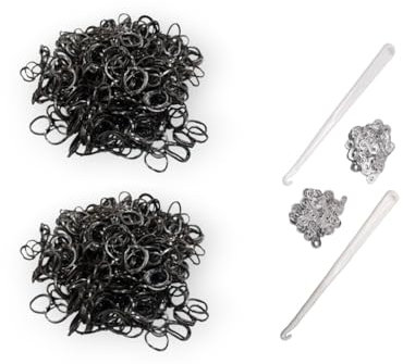 Loom Bänder Set für Kinder 1200 gummibänder mit S-haken und 2 Häkelnadeln - Kreatives Armbänder Selber Machen (Schwarz)