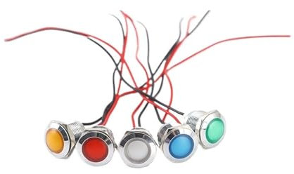 UYCUODLUY 12mm Metal Indicator LED Strip Line Signal Working Power Supply Lamp 5v12v24v2v Single Color Two Color(White,12MM_220V)