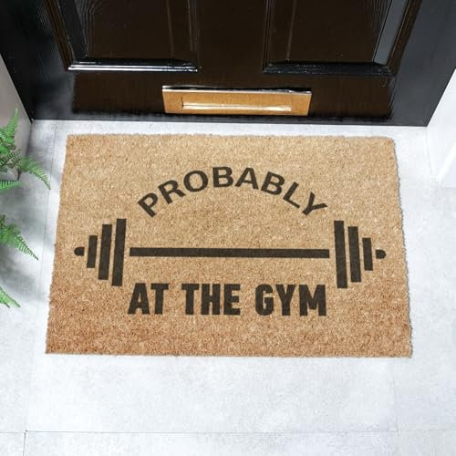 Artsy Mats - At the Gym Doormat - Made from Tufted Coconut Fibre - Non-Slip Natural Rubber Backed Door Mats Indoor - Heavy Duty, Decorative Outdoor Mats (60x40cm)
