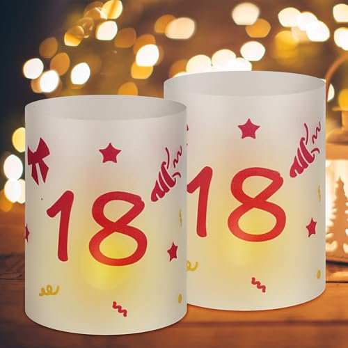 12 Stück Windlicht Tischdeko für 18. Geburtstag - Deko für Jungen und Mädchen - Geburtstagskerze