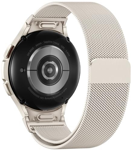 Faliogo Ein Klick Metall Armband Kompatibel mit Samsung Galaxy Watch 6 Armband 40mm 44mm, Galaxy Watch 7 4 5 Armband, Keine Lücke Edelstahl Ersatzarmband für Watch 5 Pro/Watch 6 4 Classic, Polarstern