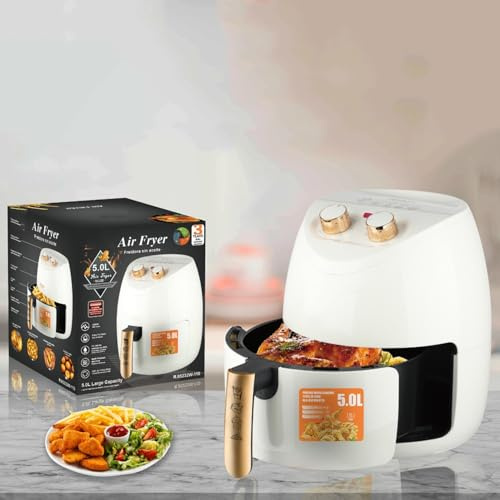 Electric Air Fryer 2.5 Litre, 1500 W, (Cooking with Little or No Oil), Air Fryer, Timer, Adjustable Temperature, Non-Stick, with Non-Stick (White)