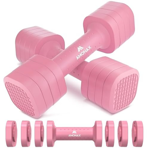 Amonax Hanteln Frauen Set, 4-in-1 Verstellbare Hanteln, 1kg/1.5kg/2kg/2.5kg Dumbbell Set für Frauen und Männer, Gewichte Hantel für Krafttraining Zuhause, Home Workout Equipment