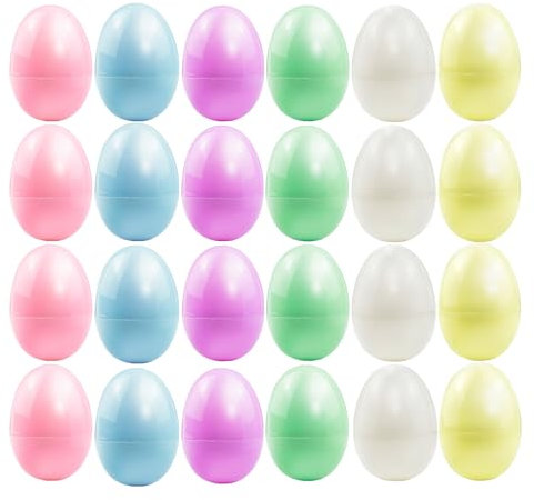 24 Pcs 6cm Makaron Ostereier, Füllbare Ostereier Leeres Plastik Osterei für Osterei Jagd, Osterkorb Stuffers, Osterparty Gunst, Überraschungs-Ei