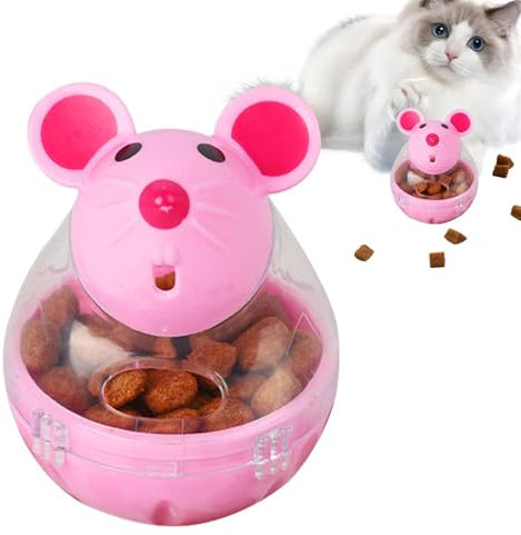 Katzenspielzeug-Leckerli-Spender - Maus taumelt, fehlender Futterball | Interaktiver Slow Feeder, kleines Leckerli-Spielzeug für Katzen, beugt Fettleibigkeit vor, passt Ernährung und Bewegung an