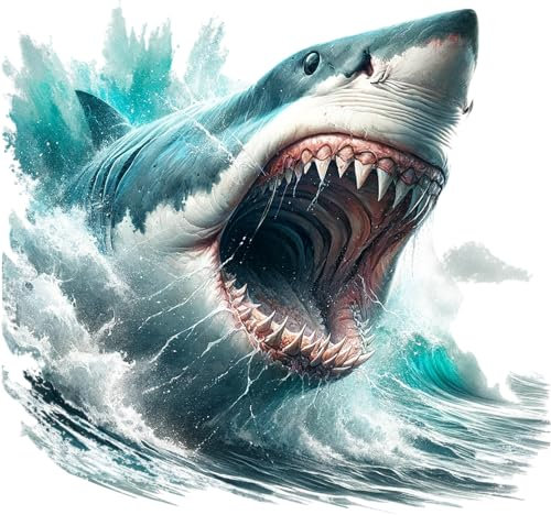 x4 Powerful Shark Stickers for Wall Decor, Covering Marks, Mugs & Cups, Car Bumpers, Shower & Tile, Toilets, Laptop & More Sea Animal Vinyl Decals, Hardwearing Waterproof (Shark04)