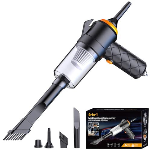 CHENRI 6-in-1 Wireless Powerful Car Vacuum Cleaner, Handstaubsauger Kabellos, Autostaubsauger Starke, Nass&Trocken Handsauger mit Waschbar Filter, Mini Staubsauger für Auto, Haus, Haustier, Büro