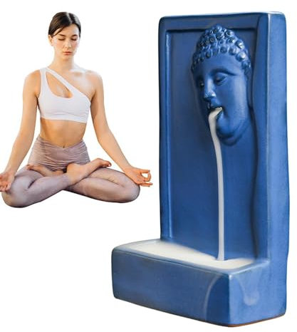 Xistuoz Brûleur d'encens Zen – Fontaine en cascade | Statue de Bouddha en céramique pour bureau, table, bibliothèque, salle de yoga, méditation, relaxation