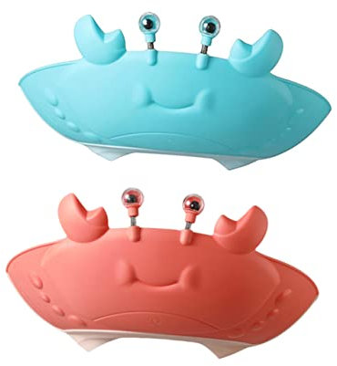 CIMAXIC 2pcs Kids Shower Caps for Hair Washing Waterproof Baby Bathing Hats Ear Protection Adjustable Soft Visor for Toddlers Red Blue