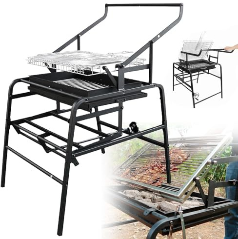 YANGYMM 360 ° Drehbarer Holzkohlegrill, Wendegrill Aus Edelstahl, Faltbarer AußEngrill, Grill Geeigneter Kebab-Grill, Einstellbarer Picknickgrill, für Mehrere Personen
