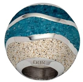 DUR Schmuck Anhänger Strandwellen Bead WELLE blauer Steinsand/Strandsand, Silber 925/- rhod. (P4884) Wechselperle